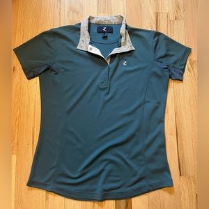 teal horze short sleeve button up riding shirt